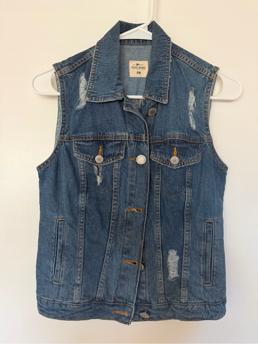 POLO JEANS Co. Distressed Denim Vest size XS